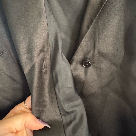 Vintage Spenser Jeremy Black Silk Wrap Top size 10 NWT - Picture 6 of 9